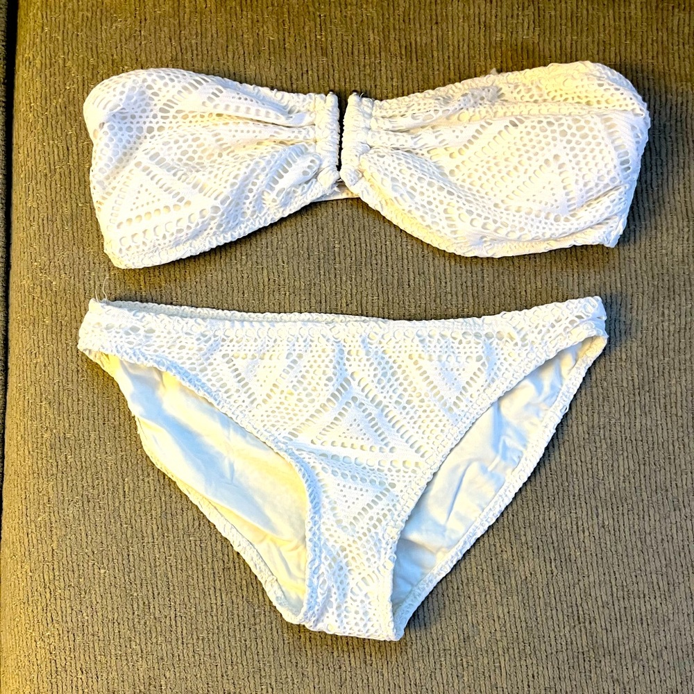 ** Never worn** White two piece bathing suit